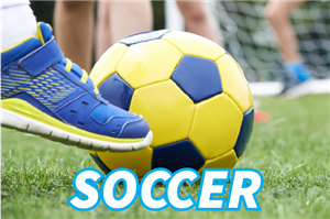 Foot kicking a soccer ball